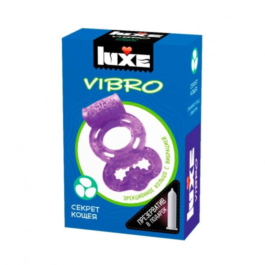 Фиолетовое эрекционное виброкольцо Luxe VIBRO  Секрет Кощея  + презерватив - Luxe - в Шахтах купить с доставкой
