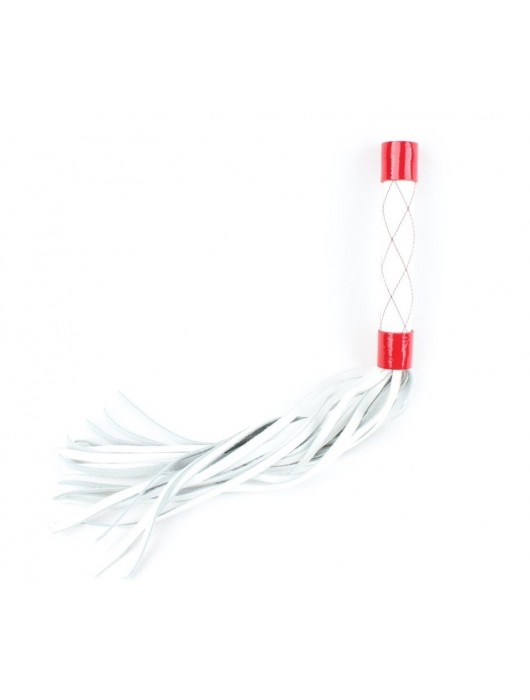 Бело-красная плеть средней длины с ручкой - 44 см. - БДСМ Арсенал - купить с доставкой в Шахтах