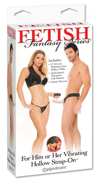 Полый страпон унисекс телесного цвета с вибрацией For Him or Her ​Vibrating Hollow Strap-On - 15 см. - Pipedream - купить с доставкой в Шахтах