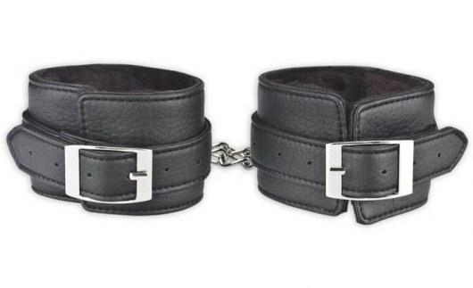 Черные фиксаторы для ног на цепи с мехом внутри - Lux Fetish - купить с доставкой в Шахтах