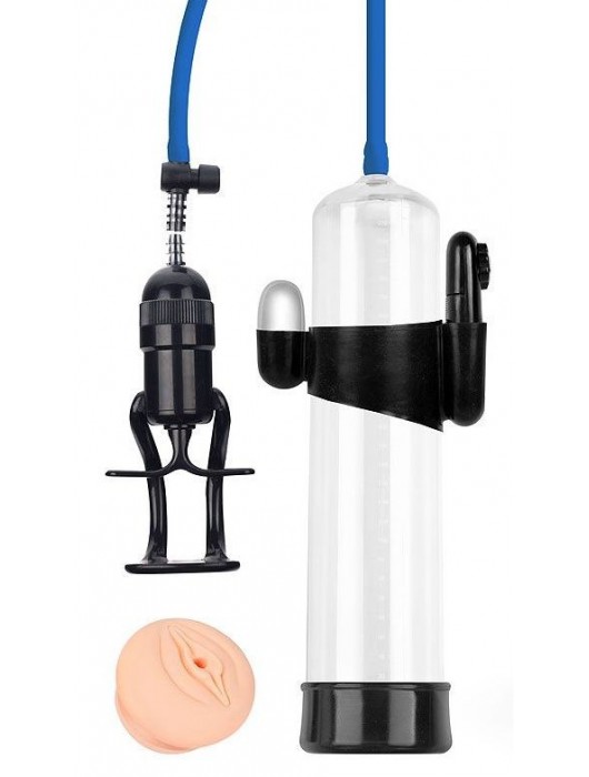 Прозрачная вакуумная вибропомпа Sex Expert с насадкой-вагиной - Sex Expert - в Шахтах купить с доставкой