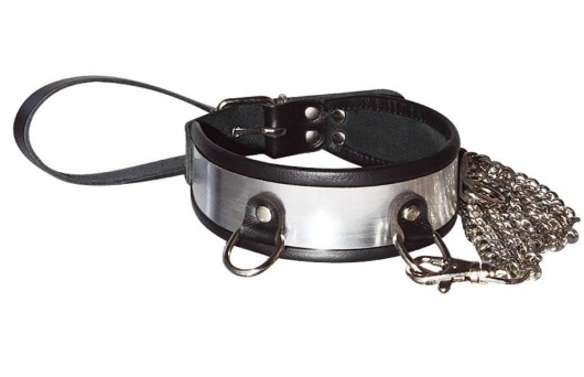 Стильный ошейник с металлическим блеском и поводком - Sitabella - купить с доставкой в Шахтах