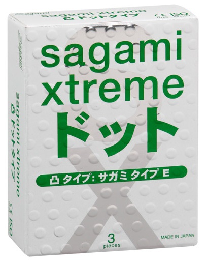 Презервативы Sagami Xtreme SUPER DOTS с точками - 3 шт. - Sagami - купить с доставкой в Шахтах