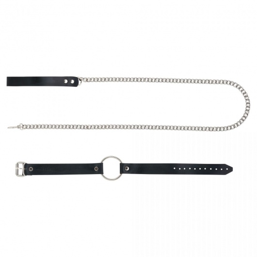 Черный поводок и чокер с кольцом Rada - Rebelts - купить с доставкой в Шахтах
