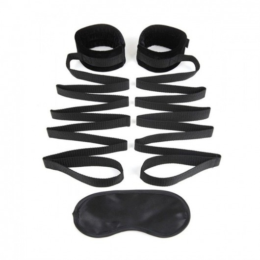 Чёрные манжеты для фиксации на кровати Bondage Bed Strap - Lux Fetish - купить с доставкой в Шахтах