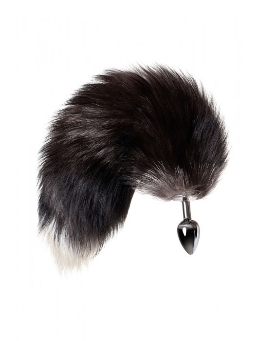 Серебристая металлическая анальная втулка с хвостом чернобурой лисы - размер S - ToyFa - купить с доставкой в Шахтах