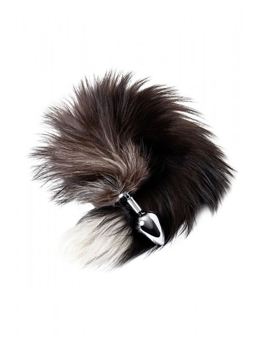 Серебристая металлическая анальная втулка с хвостом чернобурой лисы - размер S - ToyFa - купить с доставкой в Шахтах