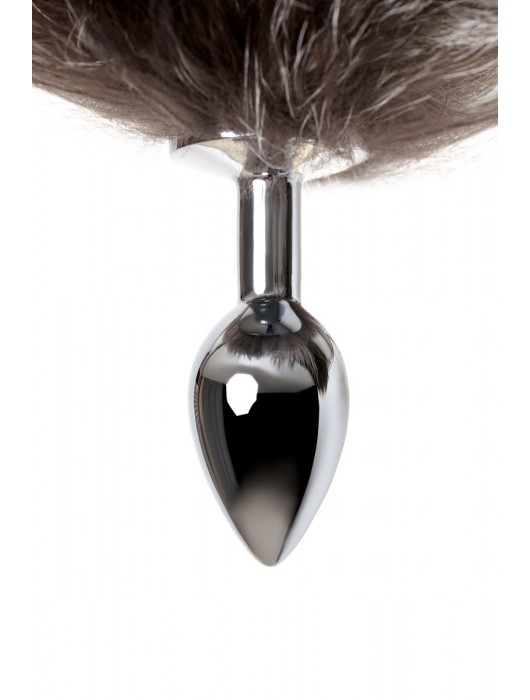 Серебристая металлическая анальная втулка с хвостом чернобурой лисы - размер S - ToyFa - купить с доставкой в Шахтах