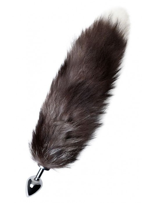 Серебристая металлическая анальная втулка с хвостом чернобурой лисы - размер S - ToyFa - купить с доставкой в Шахтах