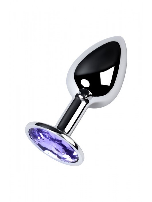 Серебристая конусовидная анальная пробка с фиолетовым кристаллом - 7 см. - ToyFa - купить с доставкой в Шахтах