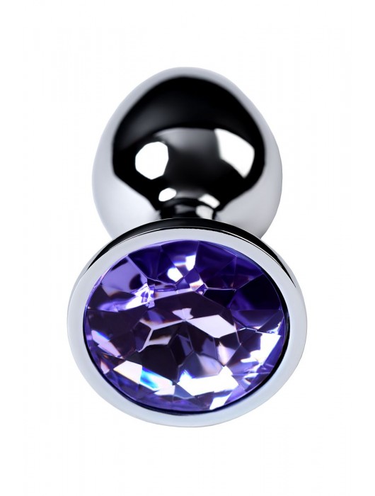 Серебристая конусовидная анальная пробка с фиолетовым кристаллом - 7 см. - ToyFa - купить с доставкой в Шахтах