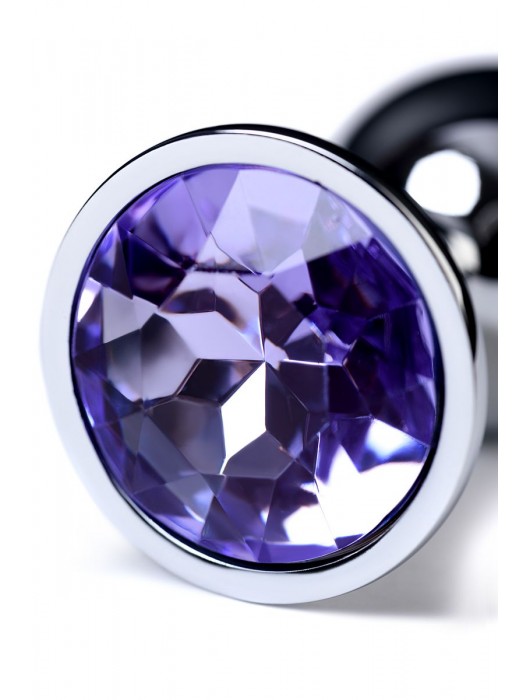 Серебристая конусовидная анальная пробка с фиолетовым кристаллом - 7 см. - ToyFa - купить с доставкой в Шахтах