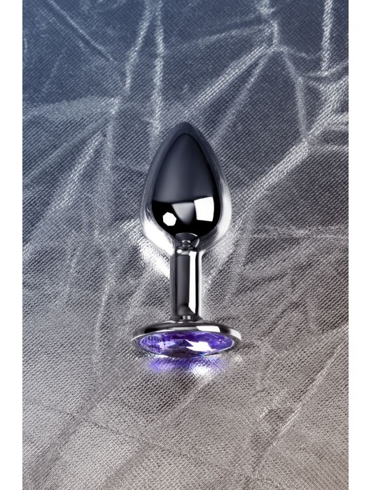 Серебристая конусовидная анальная пробка с фиолетовым кристаллом - 7 см. - ToyFa - купить с доставкой в Шахтах