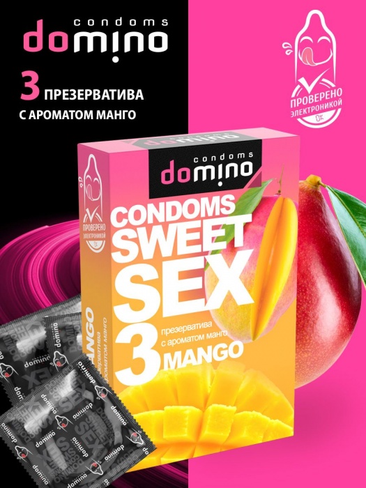 Презервативы для орального секса DOMINO Sweet Sex с ароматом манго - 3 шт. - Domino - купить с доставкой в Шахтах