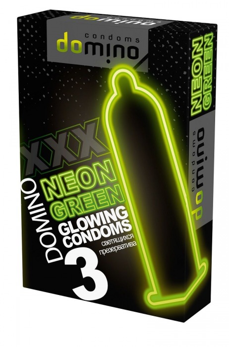 Презервативы DOMINO Neon Green со светящимся в темноте кончиком - 3 шт. - Domino - купить с доставкой в Шахтах