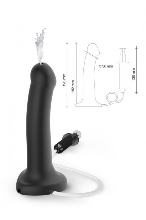 Черный фаллос с имитацией эякуляции Silicon Cum Dildo L - 19,6 см. - Strap-on-me - купить с доставкой в Шахтах