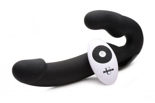 Черный безремневой страпон Urge Silicone Strap On с пультом ДУ - 24 см. - XR Brands - купить с доставкой в Шахтах