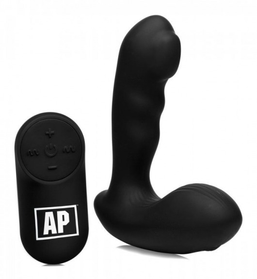 Черный стимулятор простаты Alpha-Pro 7X P-Milker Silicone Prostate Stimulator with Milking Bead - XR Brands - в Шахтах купить с доставкой