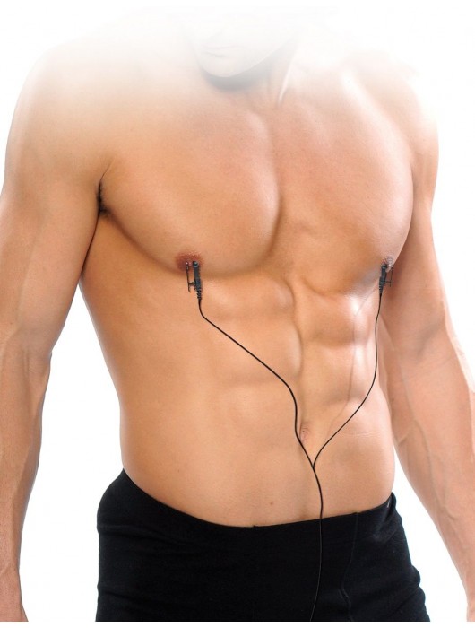 Черные электрические зажимы для сосков Shock Therapy Nipple Clamps - Pipedream - купить с доставкой в Шахтах