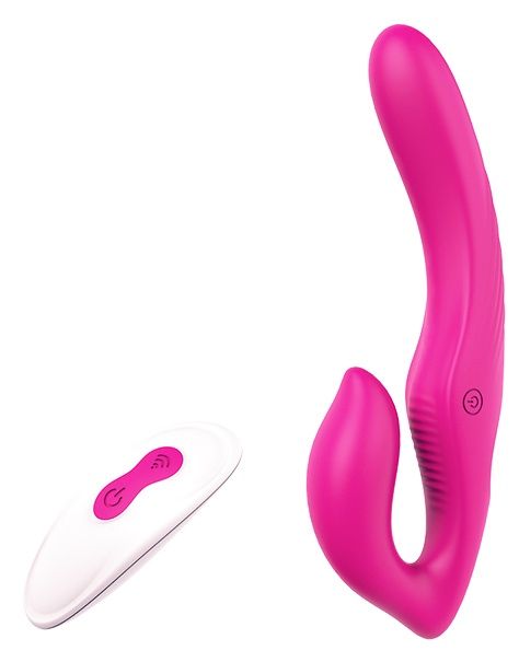 Ярко-розовый безремневой страпон REMOTE DOUBLE DIPPER - 22 см. - Dream Toys - купить с доставкой в Шахтах