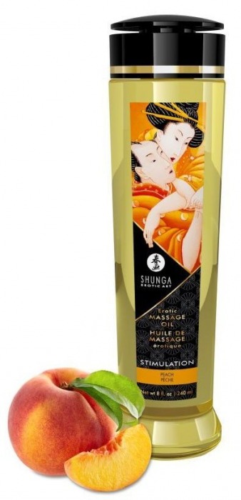 Массажное масло для тела с ароматом персика Stimulation - 240 мл. - Shunga - купить с доставкой в Шахтах
