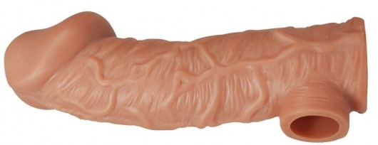 Телесная насадка на фаллос с отверстием для мошонки EXTREME SLEEVE - 17,6 см. - KOKOS - в Шахтах купить с доставкой