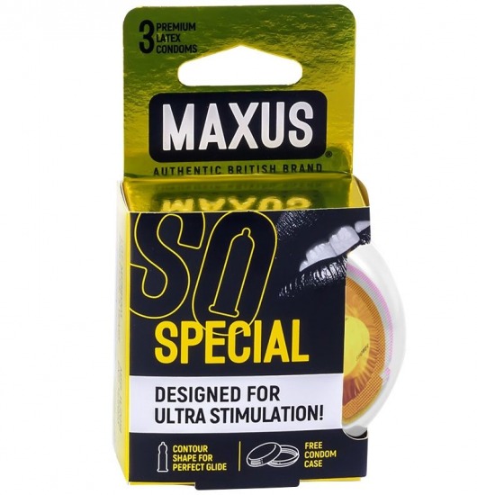 Презервативы с точками и рёбрами в пластиковом кейсе MAXUS Special - 3 шт. - Maxus - купить с доставкой в Шахтах