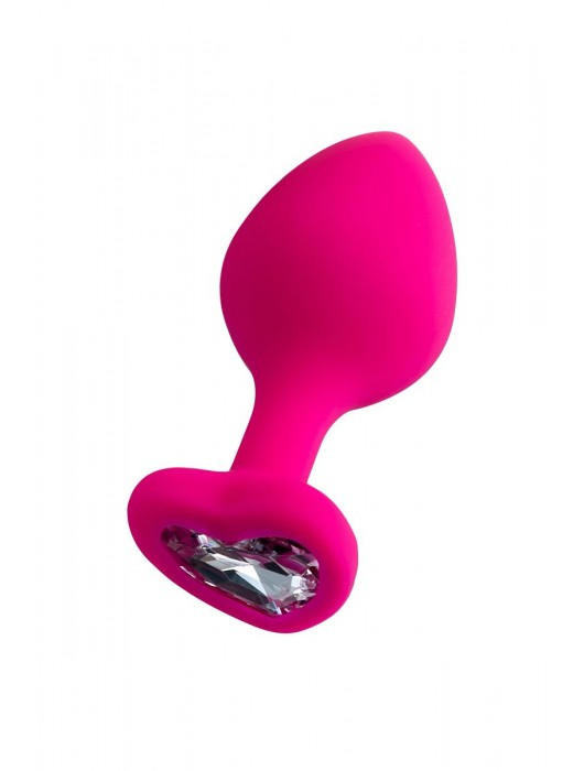 Розовая анальная втулка Diamond Heart с прозрачным кристаллом - 8 см. - ToyFa - купить с доставкой в Шахтах