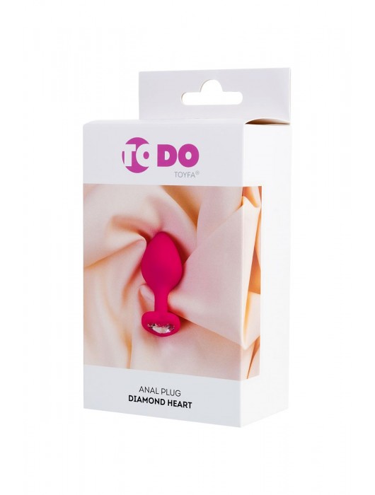 Розовая анальная втулка Diamond Heart с прозрачным кристаллом - 8 см. - ToyFa - купить с доставкой в Шахтах