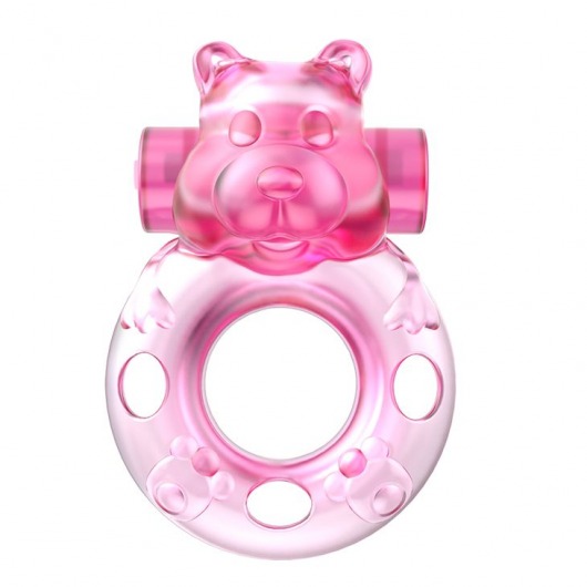 Розовое эрекционное виброкольцо на пенис Pink Bear - Baile - в Шахтах купить с доставкой
