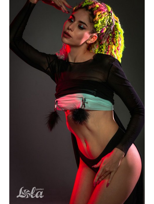 Зажимы на соски с черным пухом Euphoric - Lola Games - купить с доставкой в Шахтах