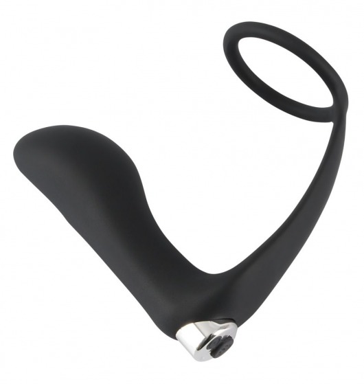 Черное эрекционное кольцо с анальной вибропробкой Vibrating Ring   Plug - Orion - в Шахтах купить с доставкой