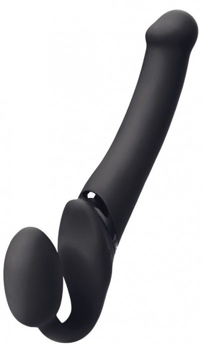 Черный безремневой вибрострапон Silicone Bendable Strap-On M - Strap-on-me - купить с доставкой в Шахтах