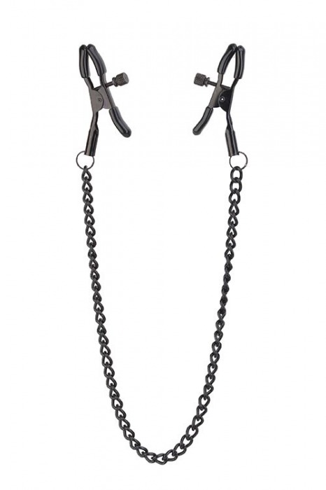 Черные зажимы на соски на цепочке BLAZE DELUXE NIPPLE CLAMPS - Dream Toys - купить с доставкой в Шахтах
