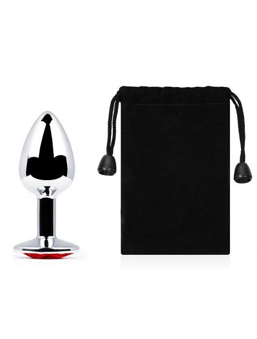 Серебристая анальная пробка с красным стразом - 7,2 см. - Anal Jewelry Plug - купить с доставкой в Шахтах