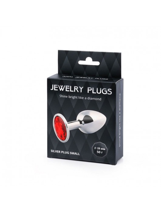 Серебристая анальная пробка с красным стразом - 7,2 см. - Anal Jewelry Plug - купить с доставкой в Шахтах
