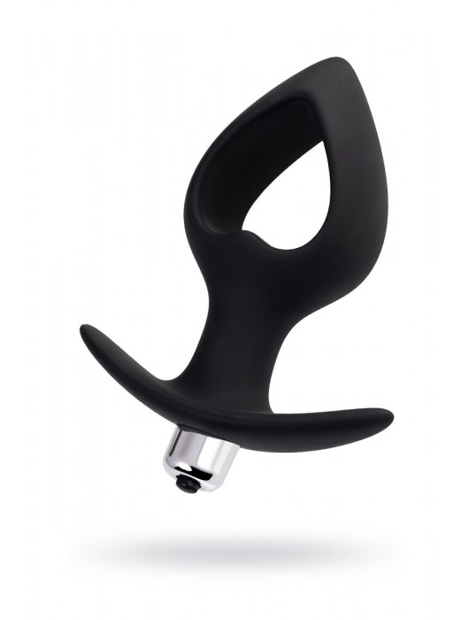 Черная вибровтулка с полой серединой в виде сердечка Cordis M - 14 см. - POPO Pleasure