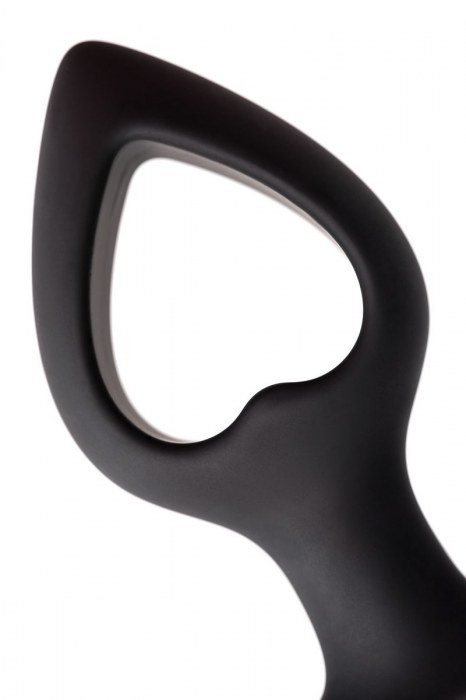 Черная вибровтулка с полой серединой в виде сердечка Cordis M - 14 см. - POPO Pleasure