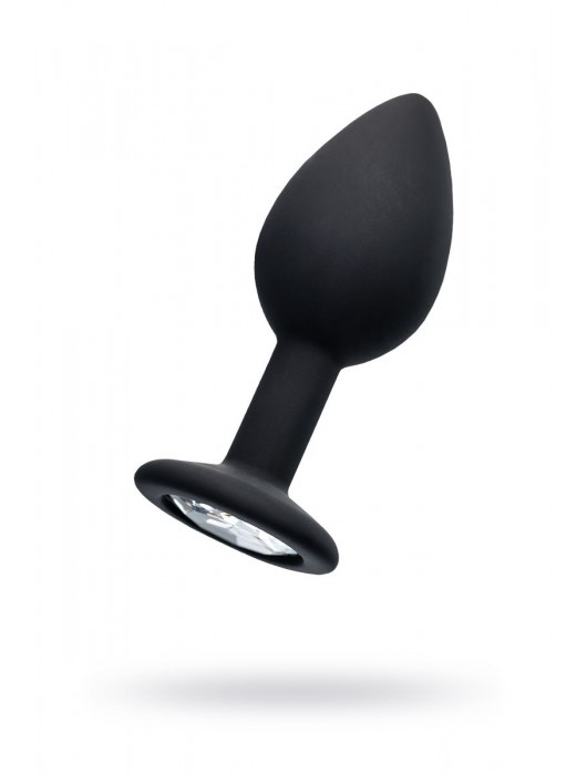 Черная анальная втулка с прозрачным стразом - 7,2 см. - POPO Pleasure - купить с доставкой в Шахтах