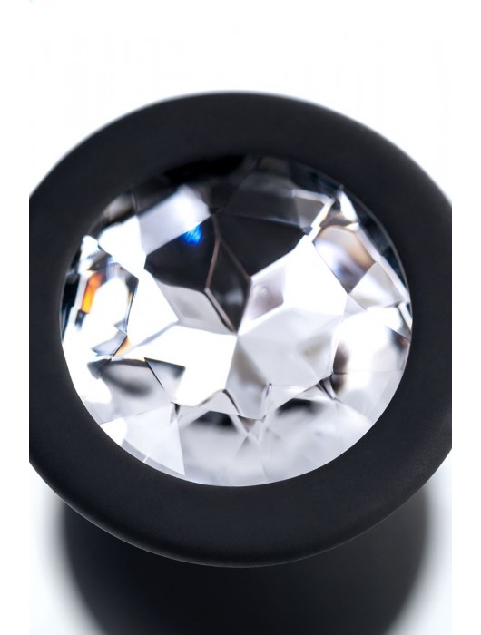 Черная анальная втулка с прозрачным стразом - 7,2 см. - POPO Pleasure - купить с доставкой в Шахтах