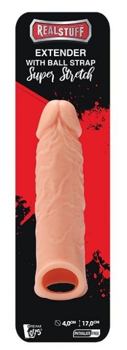 Телесная насадка EXTENDER WITH BALL STRAP 6.5 - 17 см. - Dream Toys - в Шахтах купить с доставкой