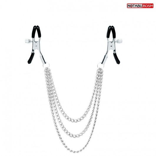 Оригинальные зажимы на соски с тройной цепочкой - Notabu - купить с доставкой в Шахтах