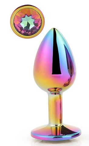 Голографическая анальная втулка с радужным кристаллом - 7,1 см. - Dream Toys - купить с доставкой в Шахтах