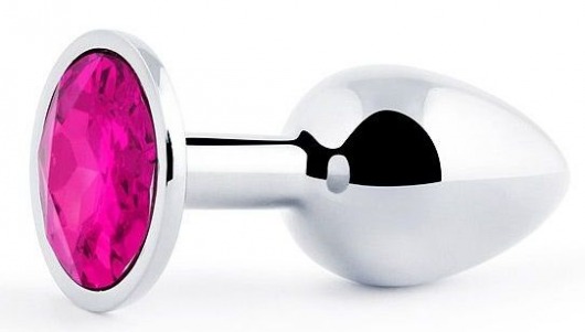 Серебристая анальная пробка с малиновым кристаллом - 7,2 см. - Anal Jewelry Plug - купить с доставкой в Шахтах