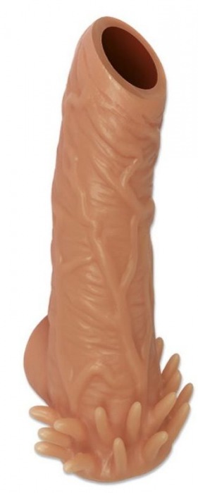 Телесная насадка с усиками и открытой головкой Nude Sleeve L - 14 см. - KOKOS - в Шахтах купить с доставкой