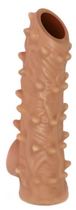 Телесная насадка с шипами и открытой головкой Nude Sleeve L - 14 см. - KOKOS - в Шахтах купить с доставкой