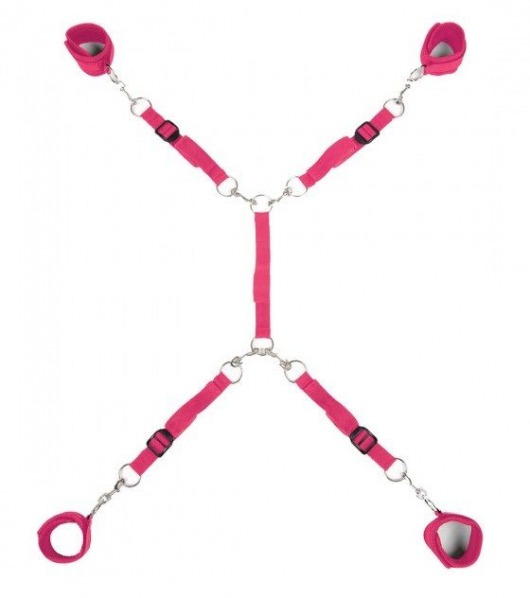 Ярко-розовый набор фиксаций на кровати Classic Bed Spreader - Lux Fetish - купить с доставкой в Шахтах