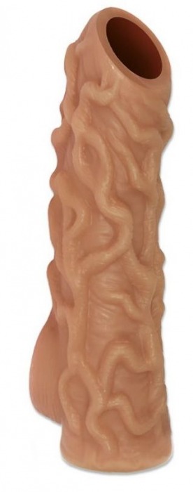 Телесная насадка с венками и открытой головкой Nude Sleeve S - 10 см. - KOKOS - в Шахтах купить с доставкой