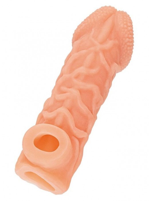 Телесная закрытая насадка с венками Cock Sleeve Size M - 15,6 см. - KOKOS - в Шахтах купить с доставкой