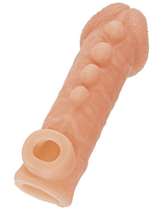Телесная закрытая насадка с шишечками Cock Sleeve Size M - 15,6 см. - KOKOS - в Шахтах купить с доставкой